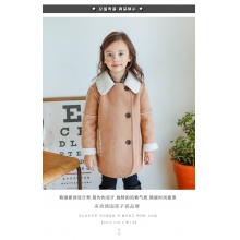 韩国童装秋冬新款纯色保暖加厚男女童磨砂羊羔绒 韩版中小童外套